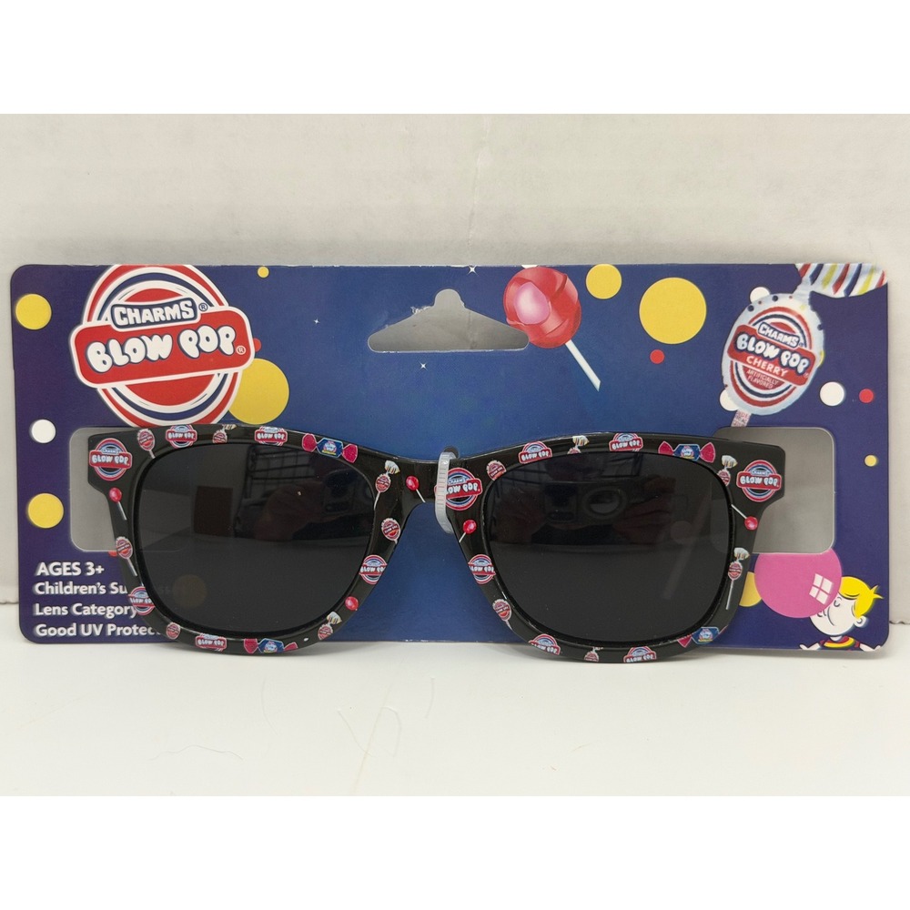 Charms Blow Pop Kids Sunglasses Black Novelty Candy Print Ages 3+ UV Protection